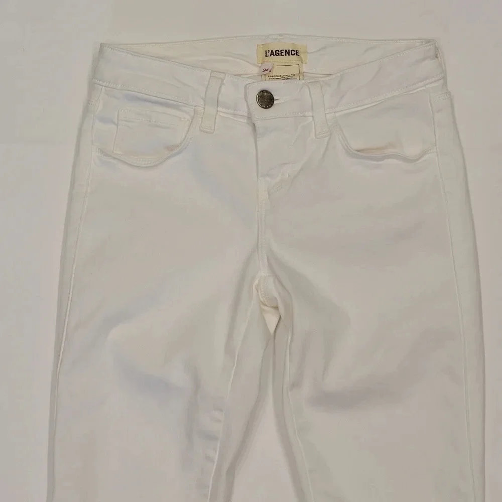 L'Agence Chantal Low Rise Skinny Jean Blanc White 24 - Picture 3 of 10